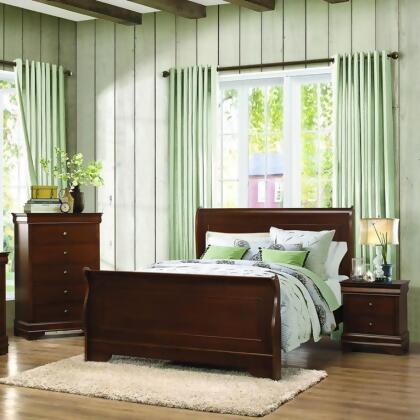 Homelegance Abbeville 3 Piece Sleigh Bedroom Set in Brown Cherry 