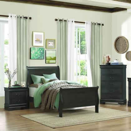Homelegance Mayville 3 Piece Sleigh Bedroom Set in Stained Grey 