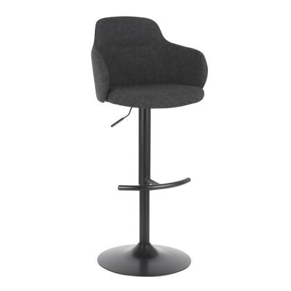 Lumisource Boyne Industrial Upholstered Bar Stool in Black Metal and Dark Grey F 