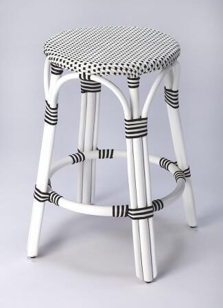 Butler Tobias Black & White Rattan Counter Stool 