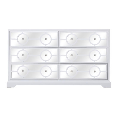 Elegant Lighting 60 in. mirrored six drawer cabinet in white 