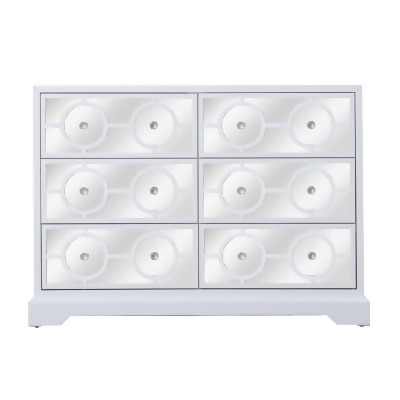 Elegant Lighting 48 in. mirrored six drawer cabinet in white 