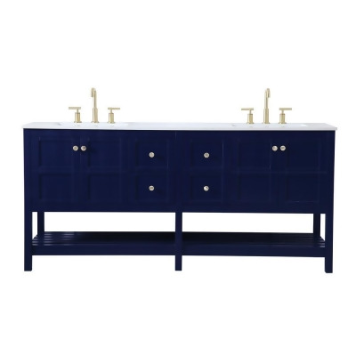 Elegant Lighting 72 inch Double Bathroom Vanity in Blue 