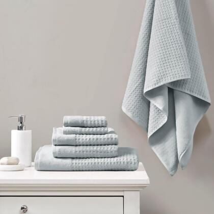 Madison Park 6 Piece Spa Waffle Cotton Jacquard Towels Set 