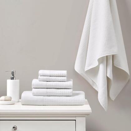 Madison Park 6 Piece Spa Waffle Cotton Jacquard Towels Set