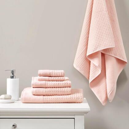 Madison Park 6 Piece Spa Waffle Cotton Jacquard Towels Set