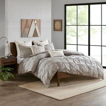 INK+IVY Masie 3 Piece Elastic Embroidered Cotton Duvet Cover Set Full/Queen 