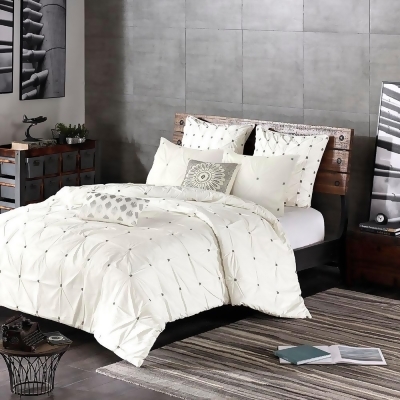 INK+IVY Masie 3 Piece Elastic Embroidered Cotton Duvet Cover Set Full/Queen 