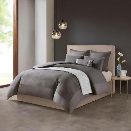 N Natori Hanae Cotton Blend Yarn Dyed 3 Piece Comforter Set King 