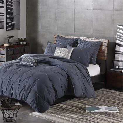 INK+IVY Masie 3 Piece Elastic Embroidered Cotton Duvet Cover Set Full/Queen 