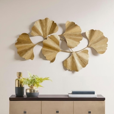 Martha Stewart Faye Gold Foil Ginkgo Leaf Wall Art 