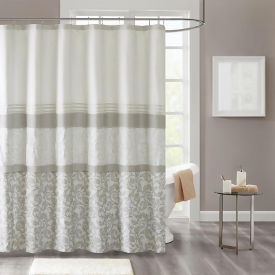 Olliix Ramsey Printed and Embroidered Shower Curtain with Liner 72x72