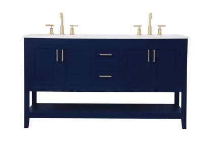 Elegant Lighting 60 inch Double Bathroom Vanity in Blue 