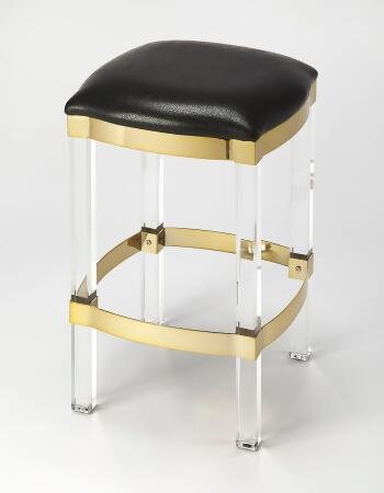 Butler Jordan Acrylic & Black Leather Counter Stool 
