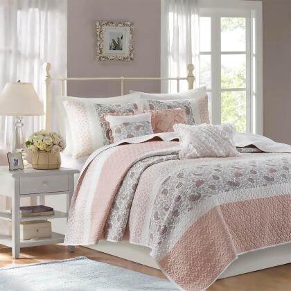 Madison Park Dawn 6 Piece Cotton Percale Reversible Coverlet Set King/Cal King 