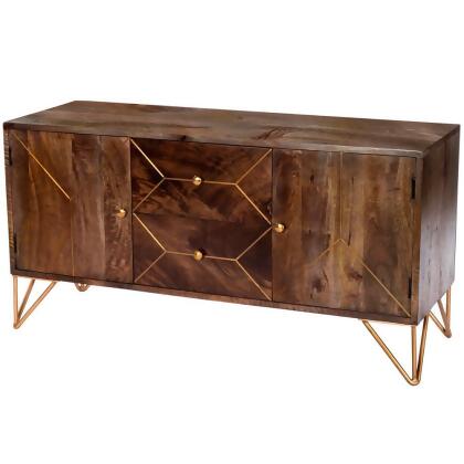 Butler Alda Wood & Brass Metal Inlay Entertainment Console 
