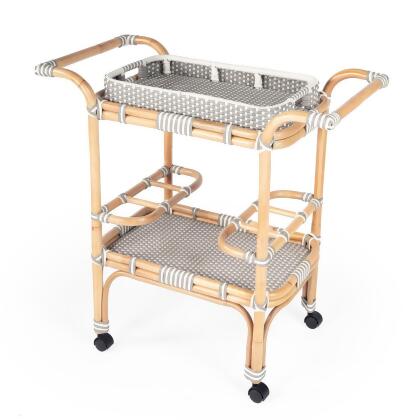 Butler Selena Grey & White Rattan Bar Cart 