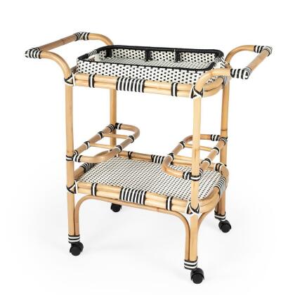 Butler Selena Black & White Rattan Bar Cart 