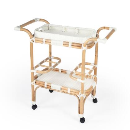Butler Selena White Rattan Bar Cart 