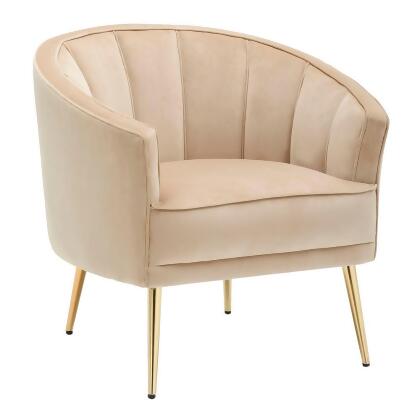 Lumisource Tania Contemporary/Glam Accent Chair in Gold Metal and Champagne Velv 