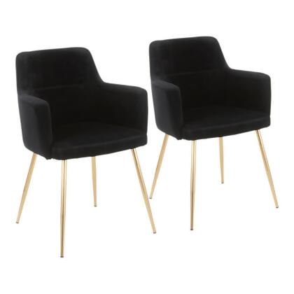 Lumisource Andrew Contemporary Dining/Accent Chair in Gold Metal and Black Velve 