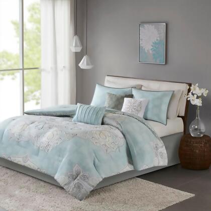 Madison Park Lucinda 7 Piece Reversible Cotton Sateen Comforter Set - Cal King 