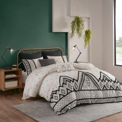 INK+IVY Marta 3 Piece Flax and Cotton Blended Duvet Cover Set - Full/Queen 