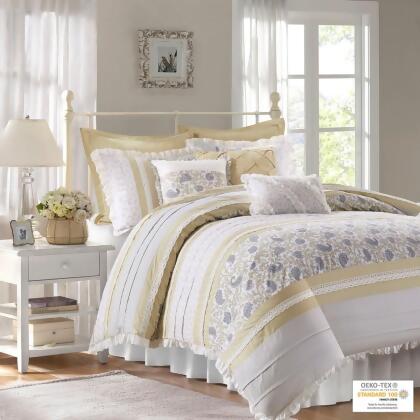 Madison Park Dawn 9 Piece Cotton Percale Comforter Set - Queen 