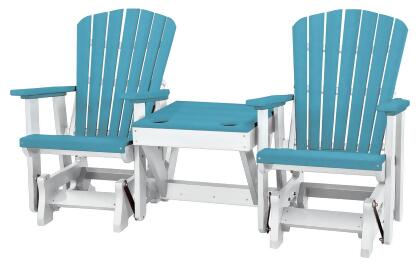 OS Home and Office Model 515ARW-K Double Glider with Center Table in Aruba Blue 