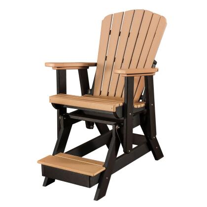 OS Home and Office Model 516CBK Fan Back Balcony Glider in Cedar with a Black Ba