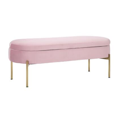 Lumisource Chloe Contemporary/Glam Storage Bench in Gold Metal and Blush Pink Ve 
