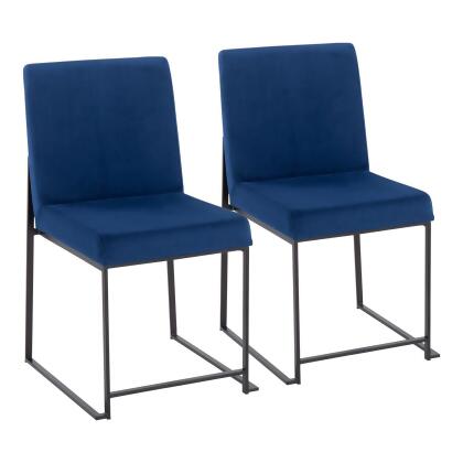 Lumisource High Back Fuji Contemporary Dining Chair in Black Steel and Blue Velv 