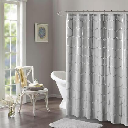 Intelligent Design Raina Printed Metallic Shower Curtain 72x72