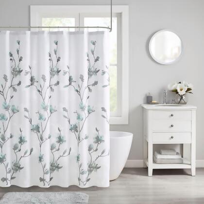 Madison Park Magnolia Floral Printed Burnout Shower Curtain 72x72