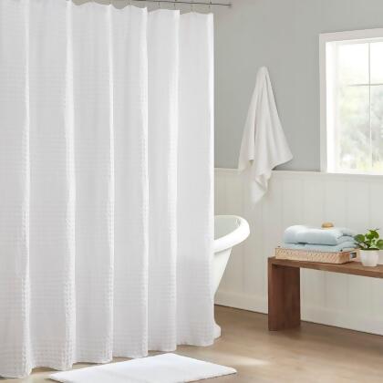 Madison Park Arlo Super Waffle Textured Solid Shower Curtain - 72x72