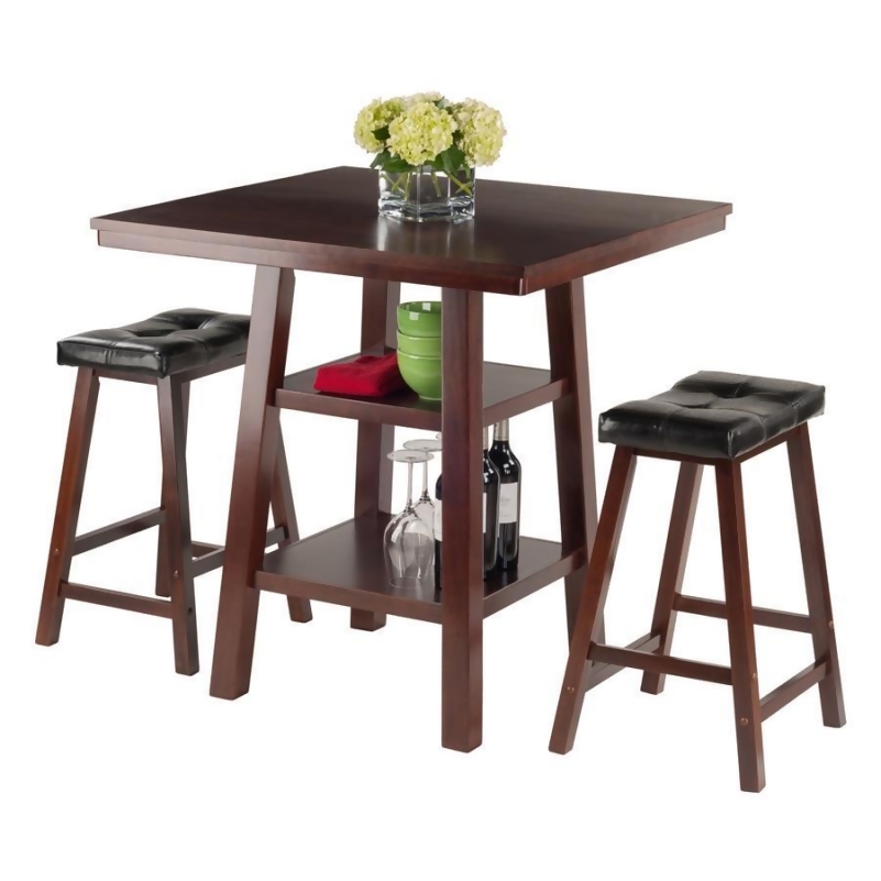 Winsome Wood Orlando 3 Piece Set High Table w 2 Cushion 