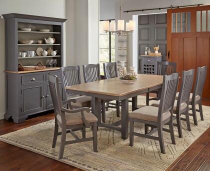 A-America Port Townsend Trestle Dining Table w/Leaf in Gull Grey & Seaside Pine alternate image
