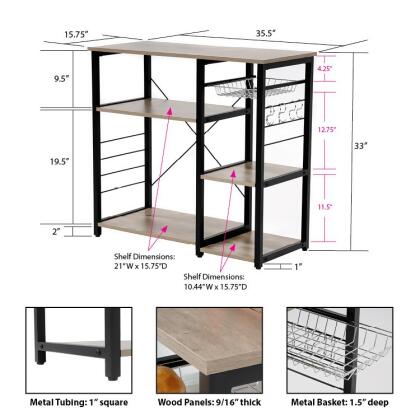 OS Home and Office Furniture Model 42247 Kitchen Island with Slide Out Vegetable alternate image