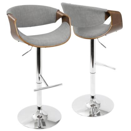 Lumisource Curvo Mid-Century Modern Adjustable Barstool with Swivel in Walnut an alternate image