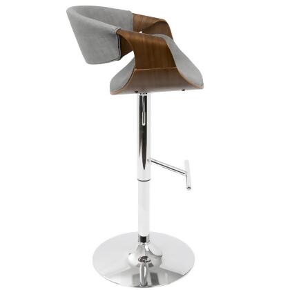 Lumisource Curvo Mid-Century Modern Adjustable Barstool with Swivel in Walnut an alternate image