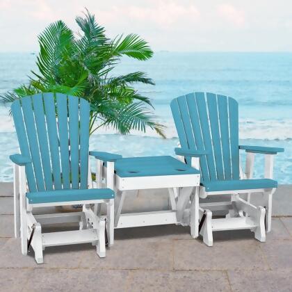 OS Home and Office Model 515ARW-K Double Glider with Center Table in Aruba Blue alternate image