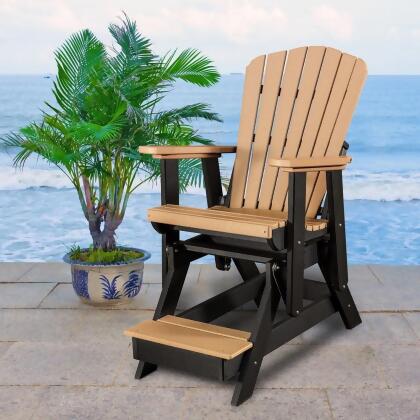 OS Home and Office Model 516CBK Fan Back Balcony Glider in Cedar with a Black Ba alternate image