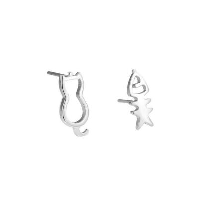 LDR9330 LYCKA Fish Bone and Cat Earrings 