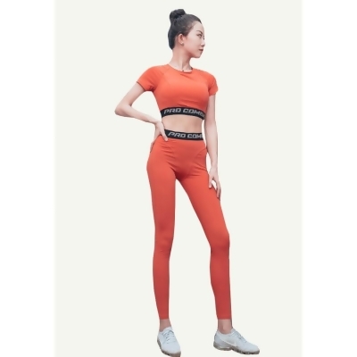 ZBG8075-女士時尚瑜珈運動健身套裝上衣健身褲兩件套 
