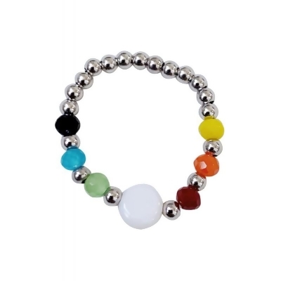 LDR9319G LYCKA Globe Rainbow Shell Beads Ring 