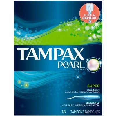 Tampax Pearl Super Unscented Plastic Tampons 18 Ct Box From Dollar