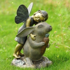 Happiness Fairy and Rabbit Garden Sculpture - All
