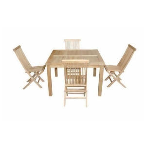 Classic 5 Pieces Small Slats Square Outdoor Dining Set - All