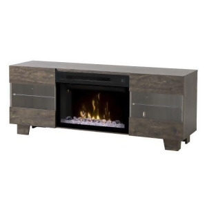 Max Media Console with Multi-fire glass ember bed firebox- elm brown - All