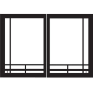 Mission Rectangle Door Set for Deluxe Fireplaces Matte Black - All